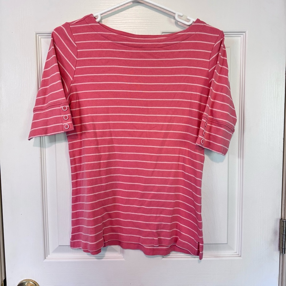 Christopher & Banks Women's Striped Blouse Size M 3/4 Sleeve Striped Casual Top